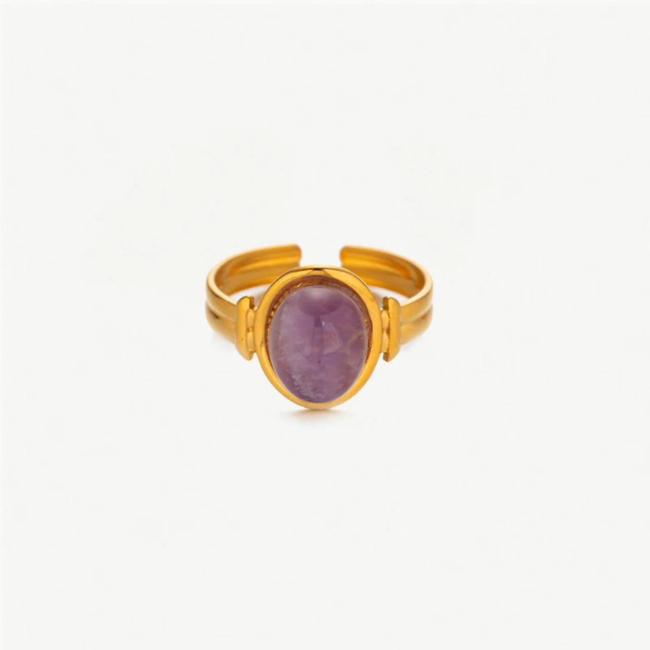 BROWN & PURPLE  STONE RING ADJUSTABLE